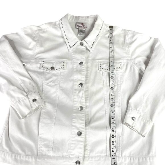 Quacker Factory Beaded Star Angel Wings‎ White Denim Jacket Womens Size XL - Picture 7 of 7